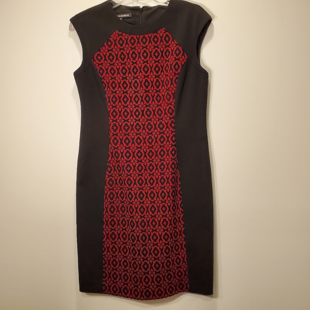 Jones Wear sleeveless red/black  Dress, Size 6